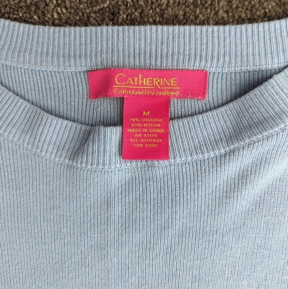 CATHERINE Malandrino layered long sleeve sky blue sweater women's Medium - Picture 3 of 7